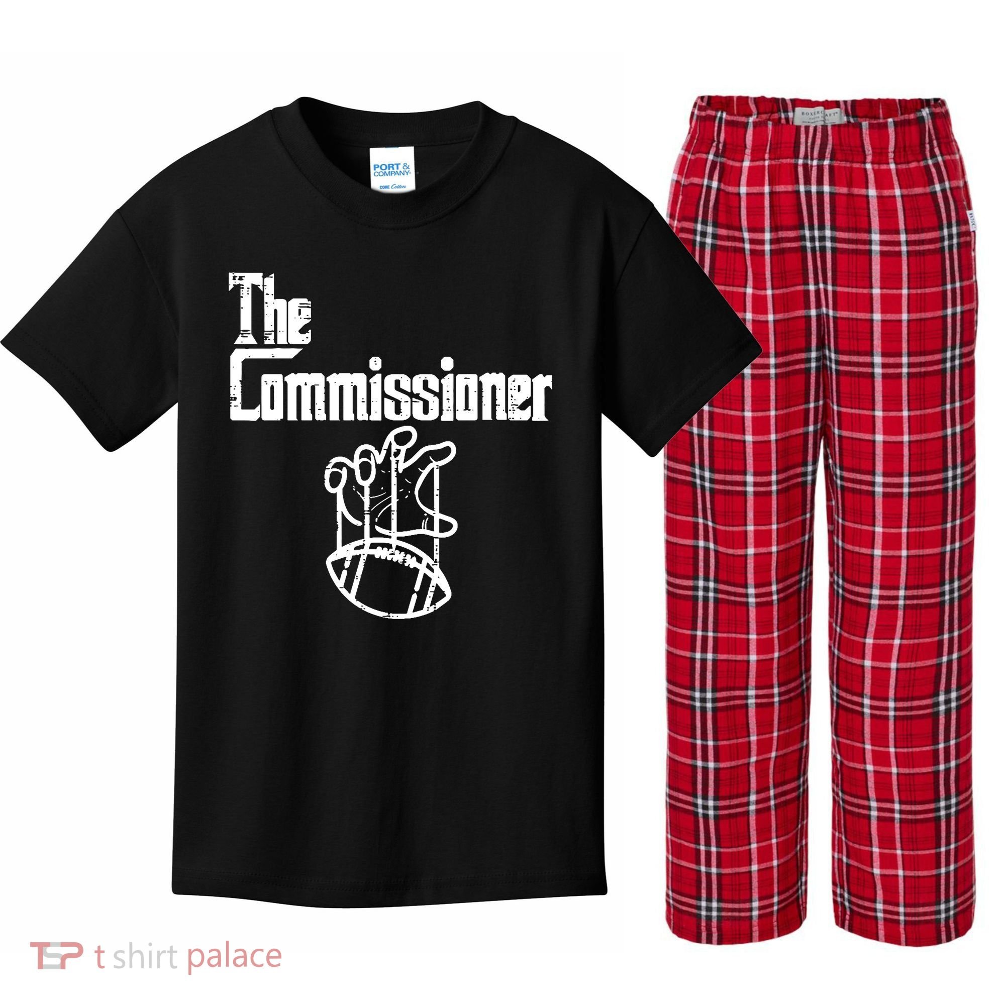 Fantasy Football The Commissioner Funny Kids Plaid Pajama Set