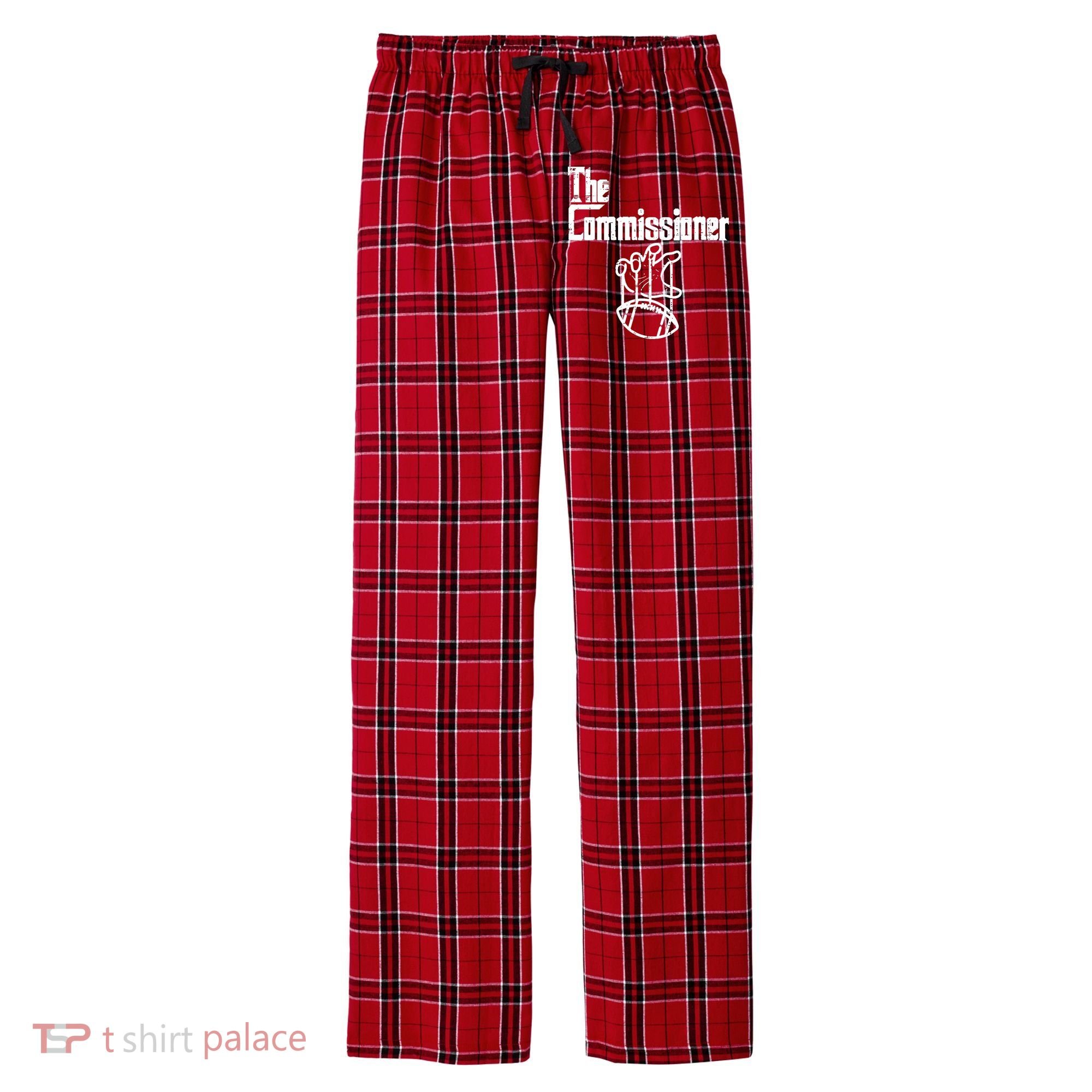 Fantasy Football The Commissioner Funny Men's Flannel Plaid Pajama Pants