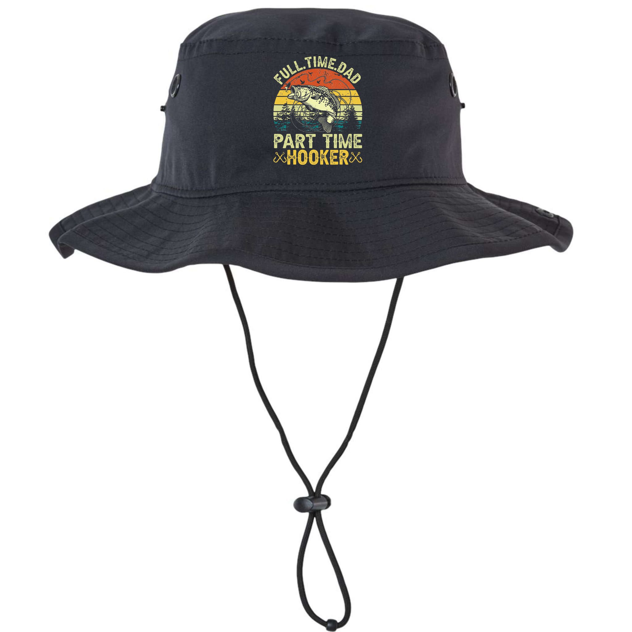 Fishing Full Time Dad Part Time Hooker Funny Bass Dad Bucket Hat