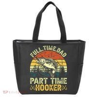 Fishing Full Time Dad Part Time Hooker Funny Bass Dad Tote Bag thumb 0