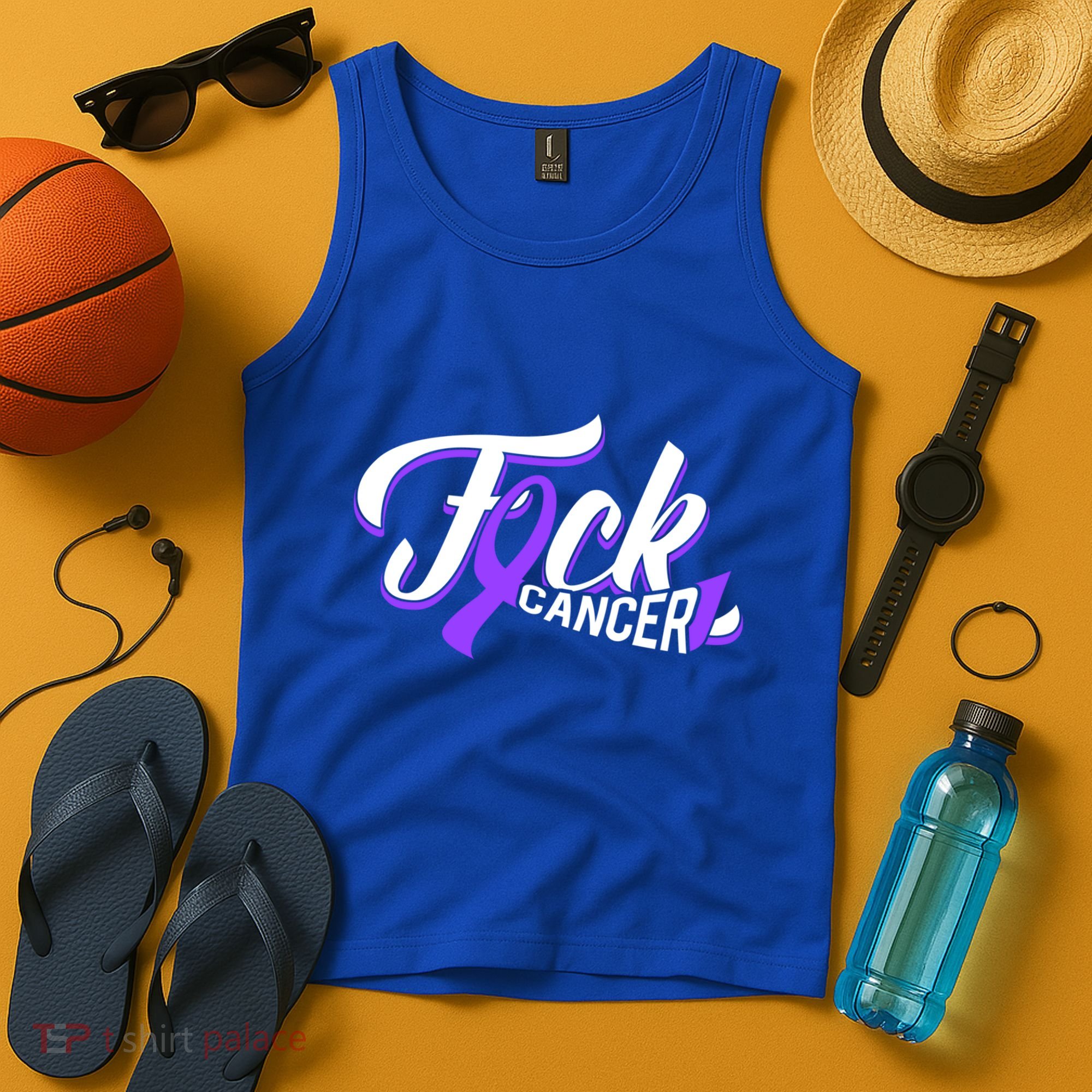 Funny Fuck Testicular Cancer Awareness Gift Cancer Warrior Meaningful Gift Tank Top