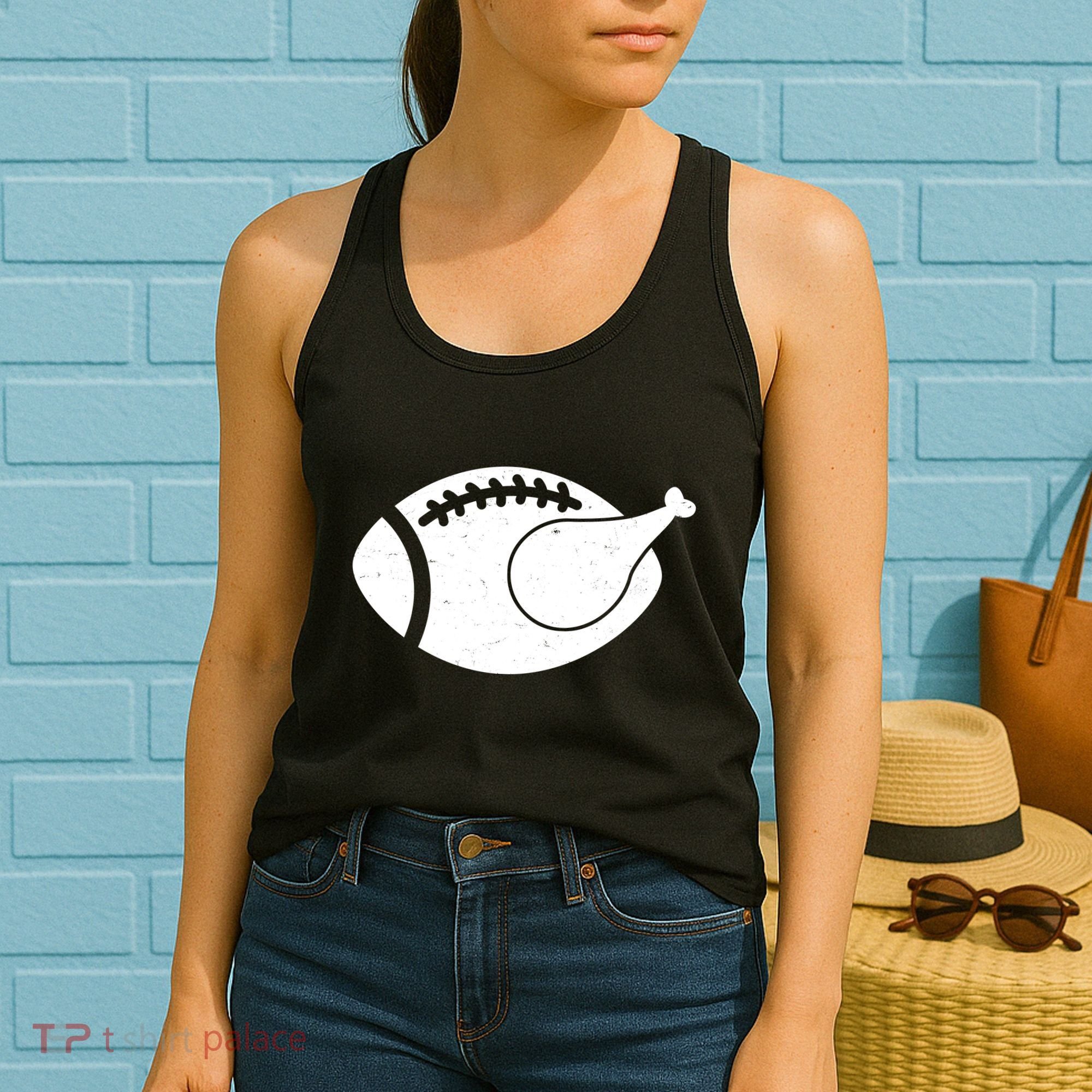Funny Football Turkey Thanksgiving Sports Fan Women's Tank Top