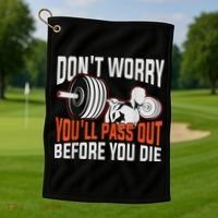 Funny Fitness Trainer Gift Gym Workout Personal Trainer Golf Towel thumb 1