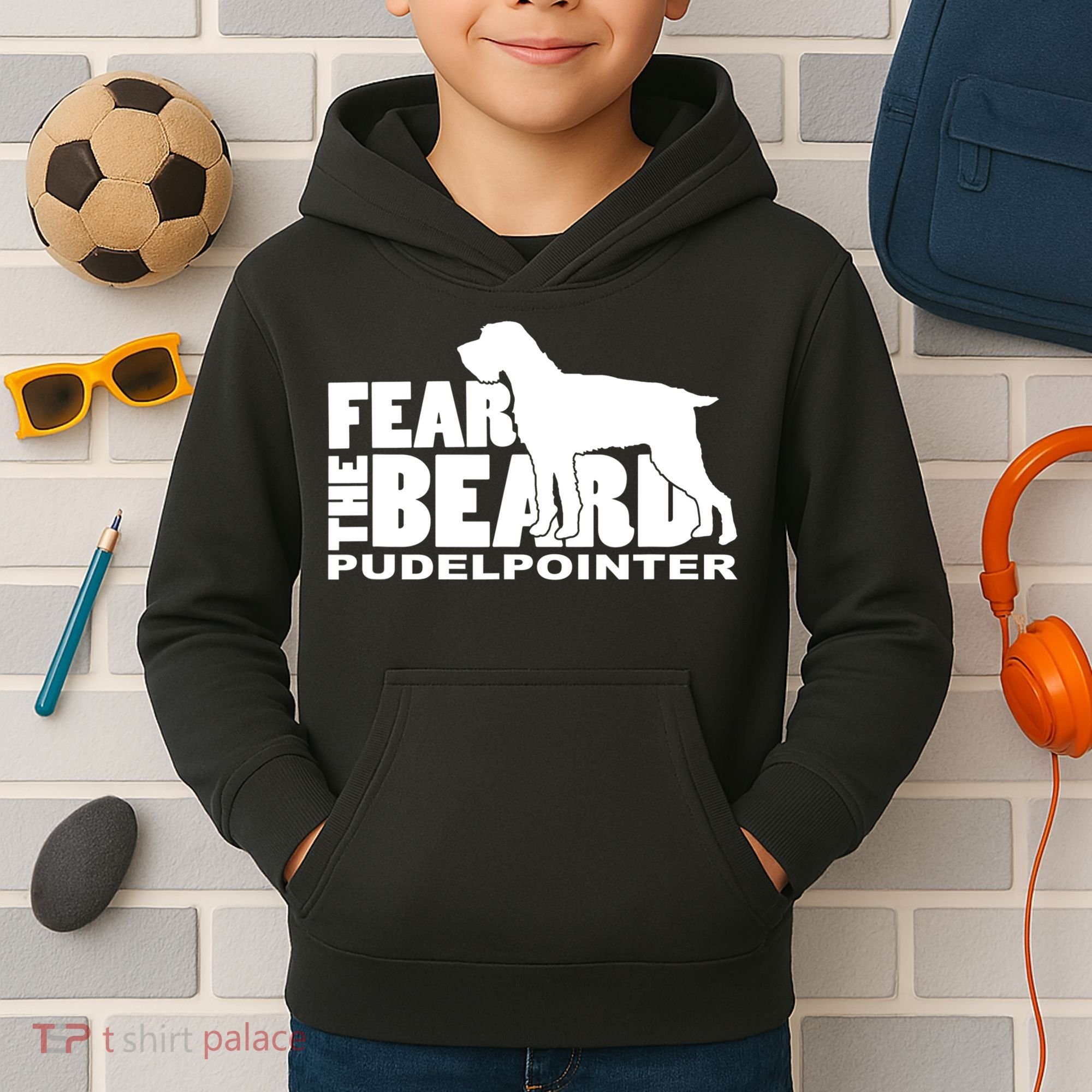 Funny Fear The Beard Gift Funny Pudelpointer Gift Kids Hoodie