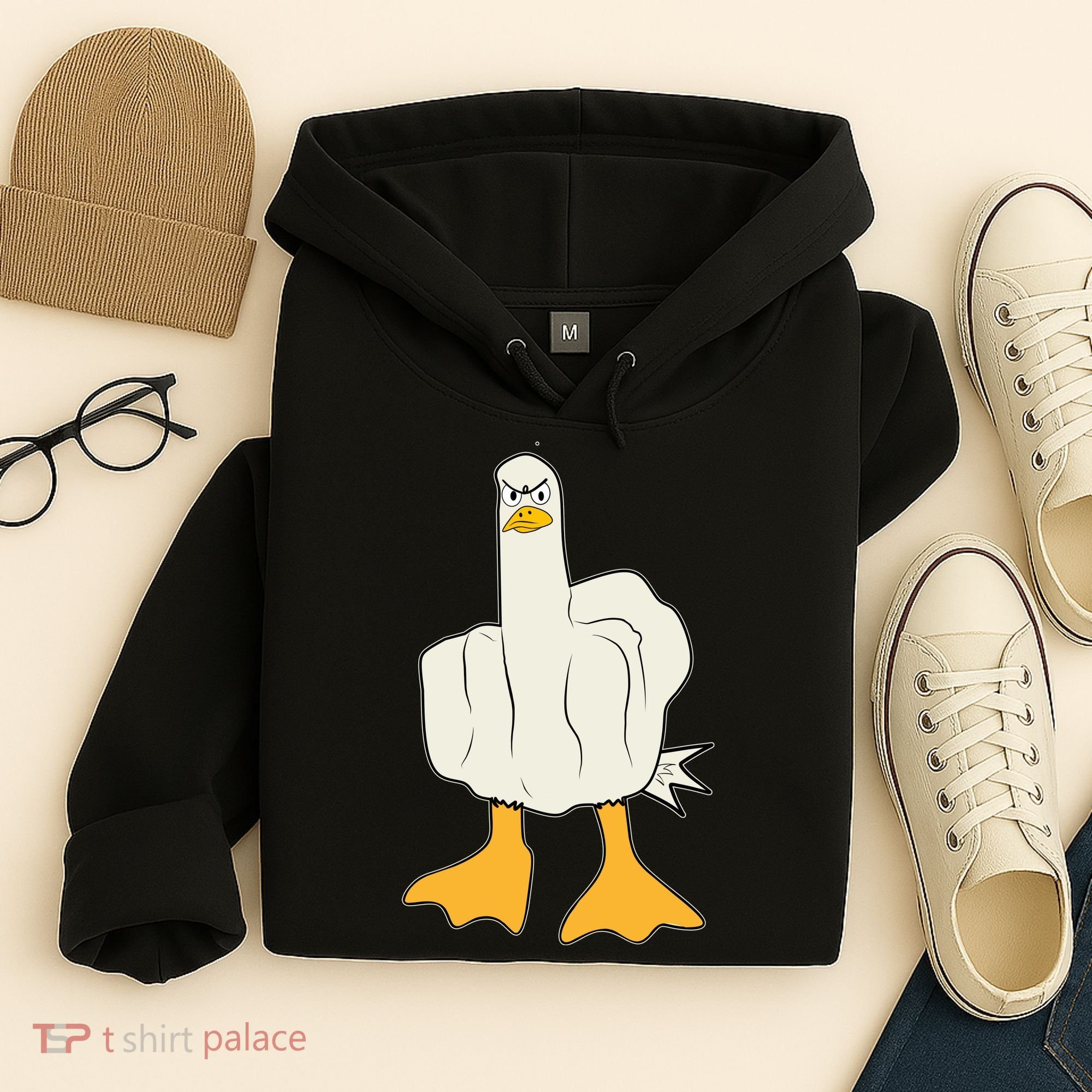 Funny Flipping The Bird Duck Hoodie