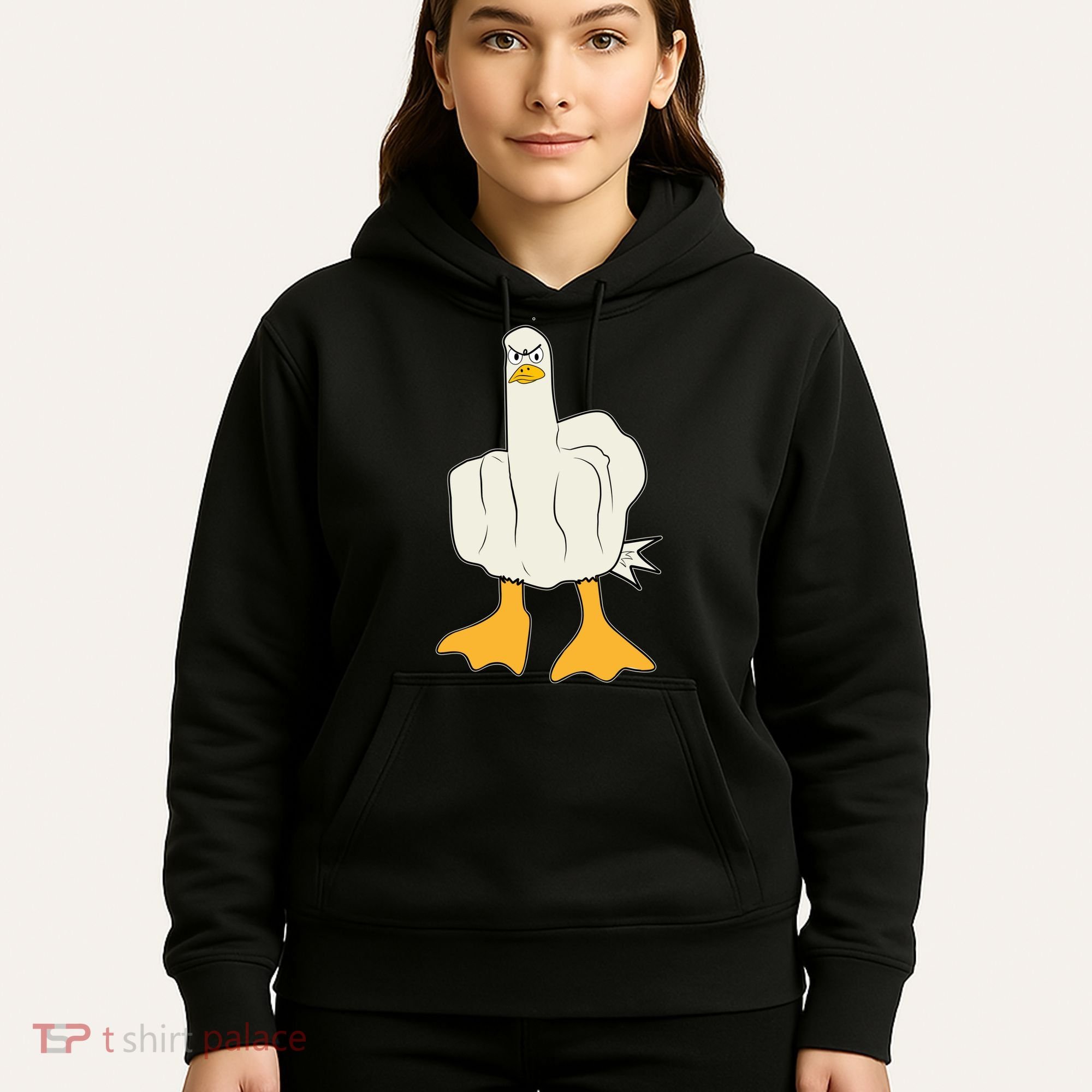 Funny Flipping The Bird Duck Hoodie