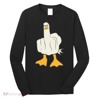 Funny Flipping The Bird Duck Long Sleeve Shirt