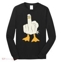 Funny Flipping The Bird Duck Long Sleeve Shirt thumb 0