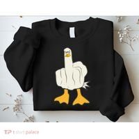 Funny Flipping The Bird Duck Sweatshirt thumb 2
