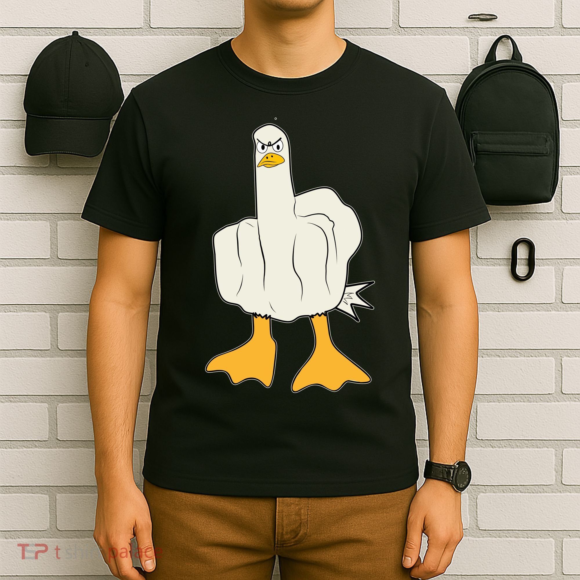 Funny Flipping The Bird Duck T-Shirt
