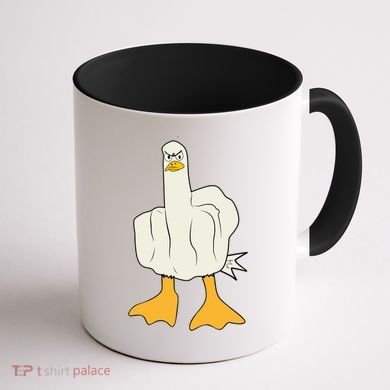 Funny Flipping The Bird Duck Coffee Mug back