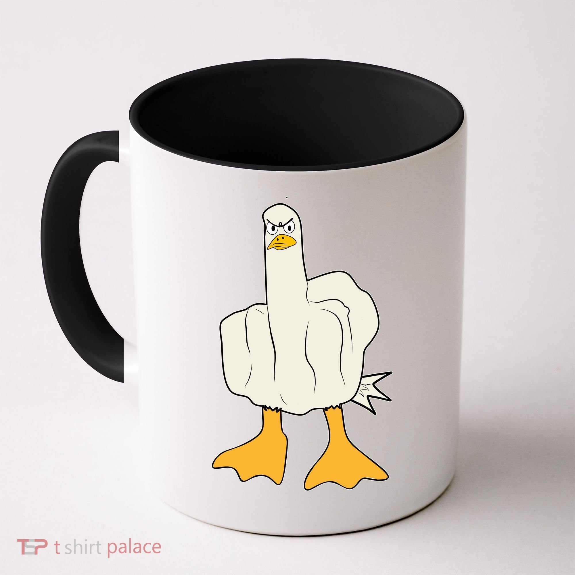 Funny Flipping The Bird Duck Coffee Mug