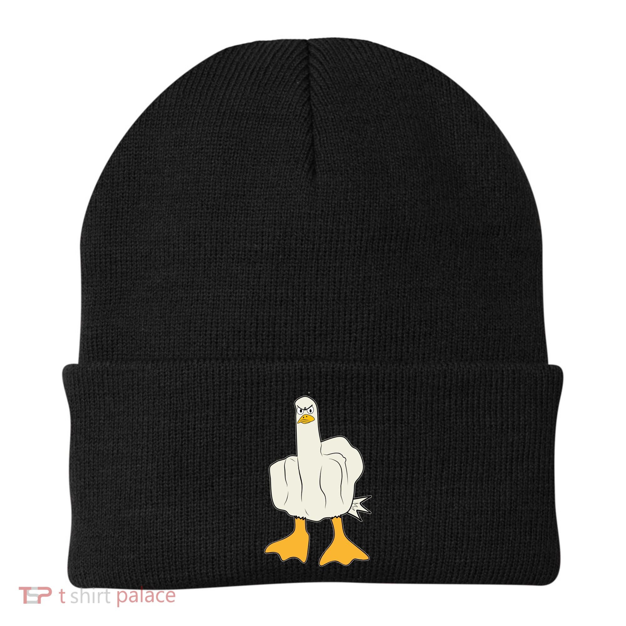 Funny Flipping The Bird Duck Beanie