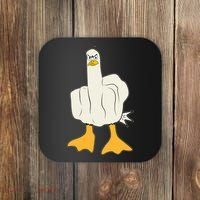 Funny Flipping The Bird Duck Coaster thumb 0