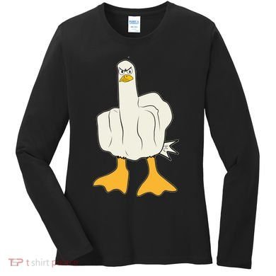 Funny Flipping The Bird Duck Women's Long Sleeve Shirt