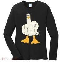 Funny Flipping The Bird Duck Women's Long Sleeve Shirt thumb 0