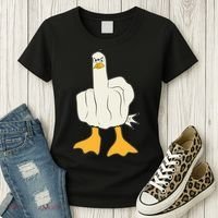 Funny Flipping The Bird Duck Women's T-Shirt thumb 3