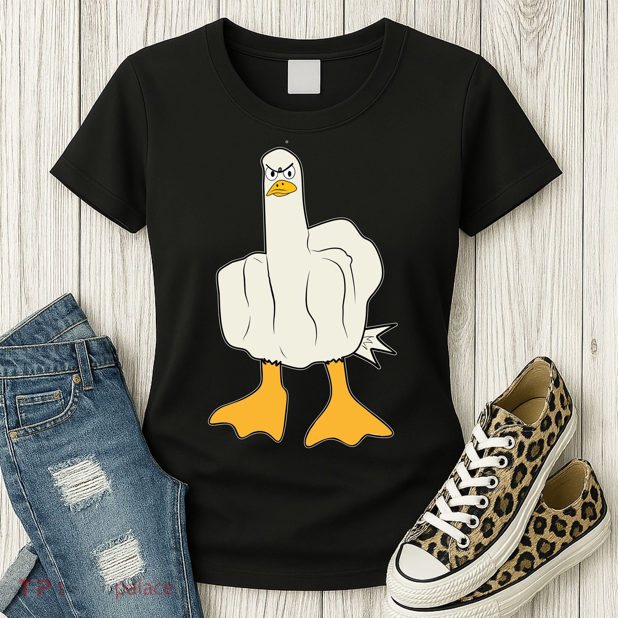 Funny Flipping The Bird Duck Women's T-Shirt