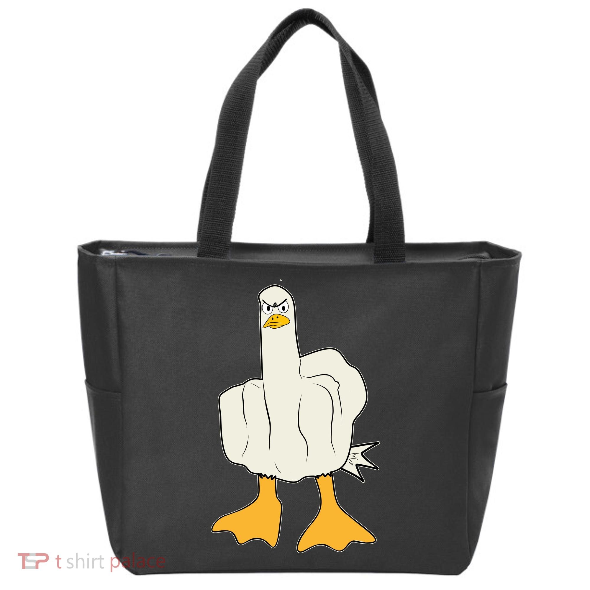 Funny Flipping The Bird Duck Tote Bag