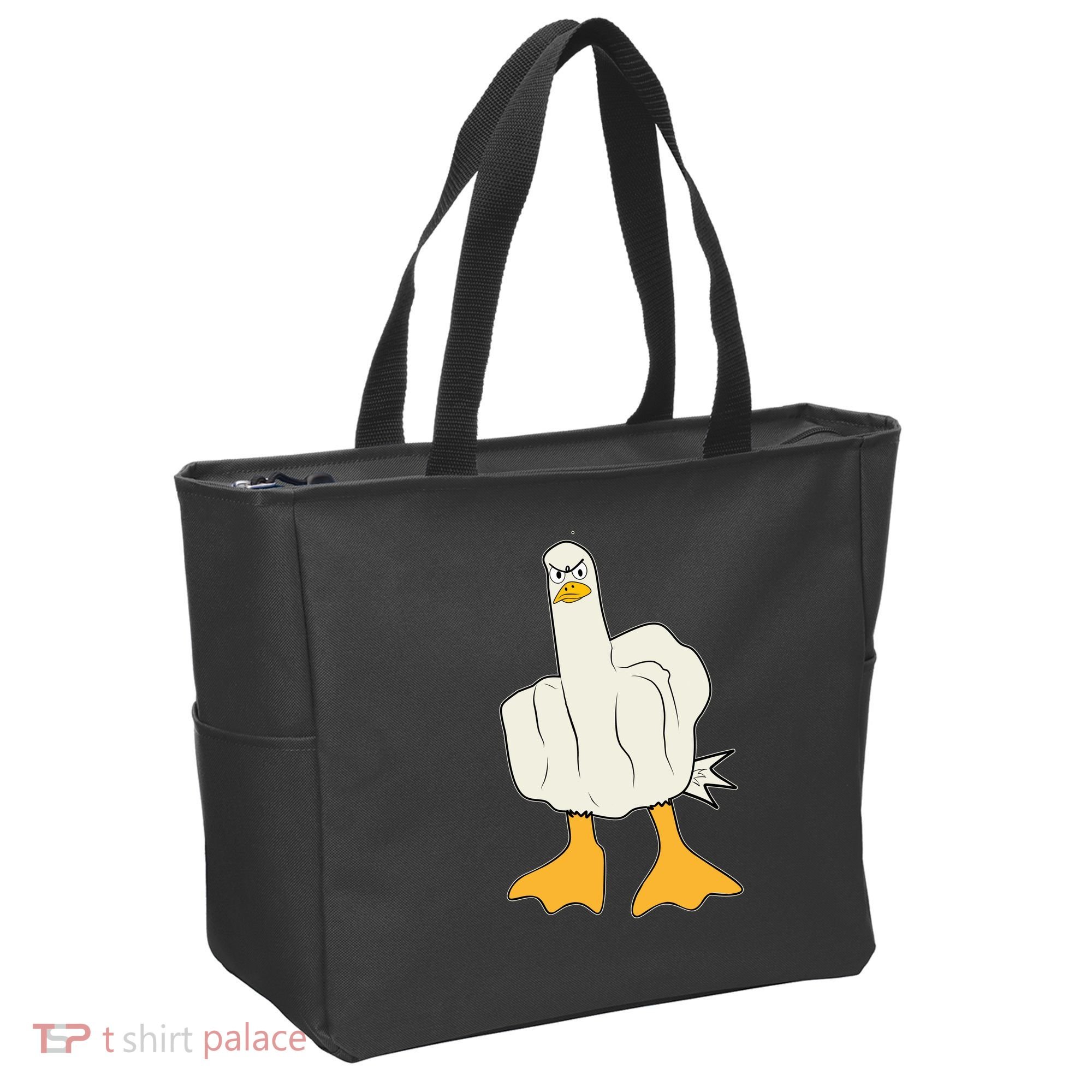 Funny Flipping The Bird Duck Tote Bag