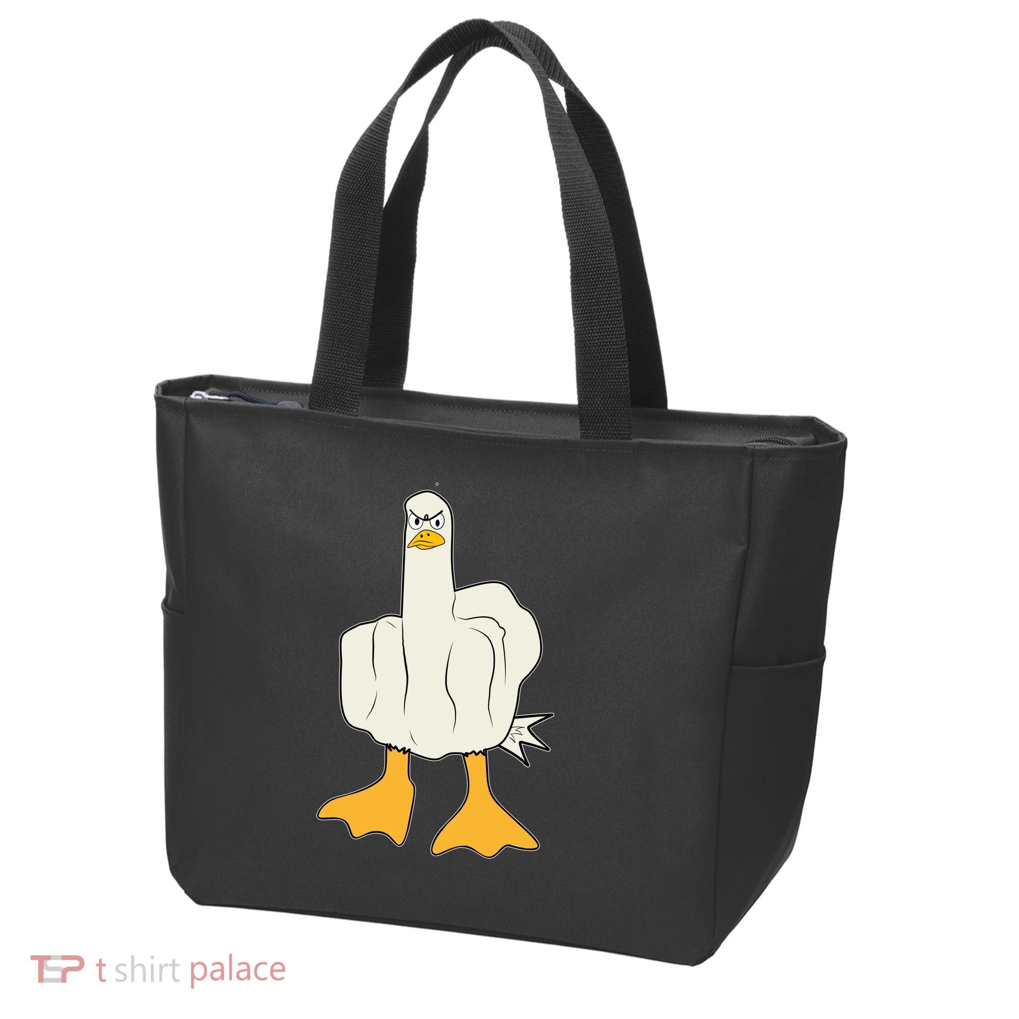 Funny Flipping The Bird Duck Tote Bag