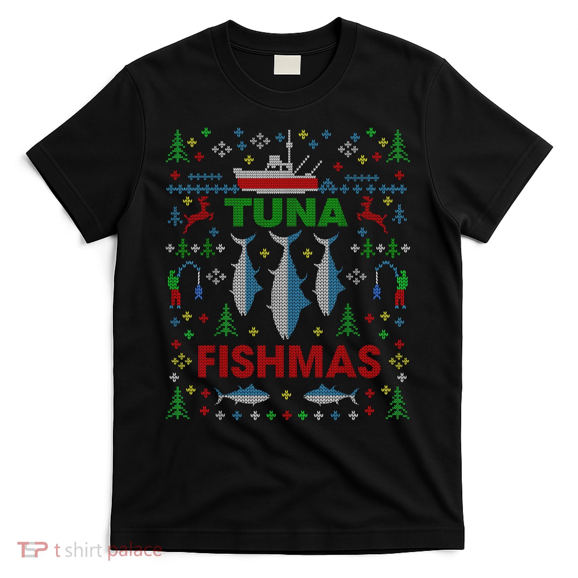 Funny Fish Tuna Fishmas Ugly Christmas Sweater Party Fisherman T-Shirt