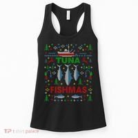 Funny Fish Tuna Fishmas Ugly Christmas Sweater Party Fisherman Women's Tank Top thumb 0