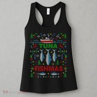 Funny Fish Tuna Fishmas Ugly Christmas Sweater Party Fisherman Women's Tank Top thumb 3