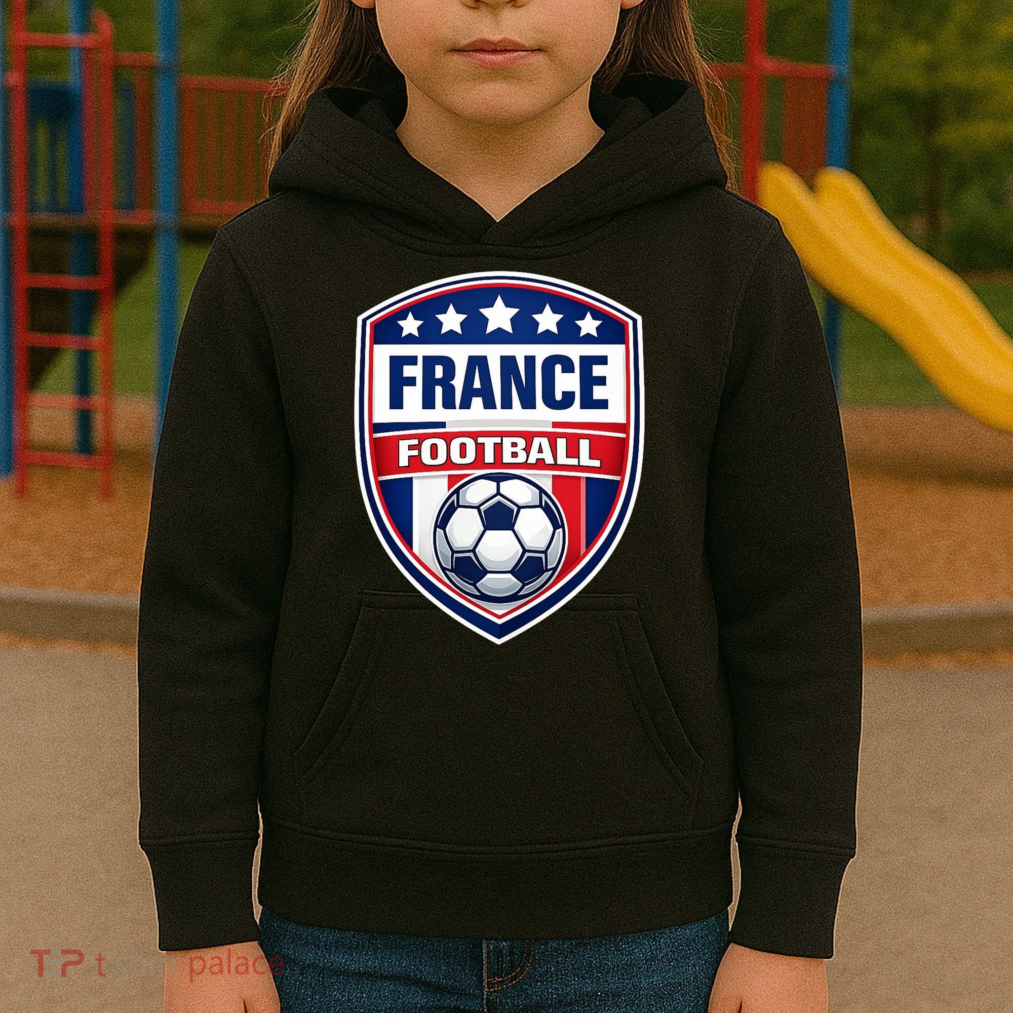 France Football Team Crest Soccer Badge Shield Kids Hoodie