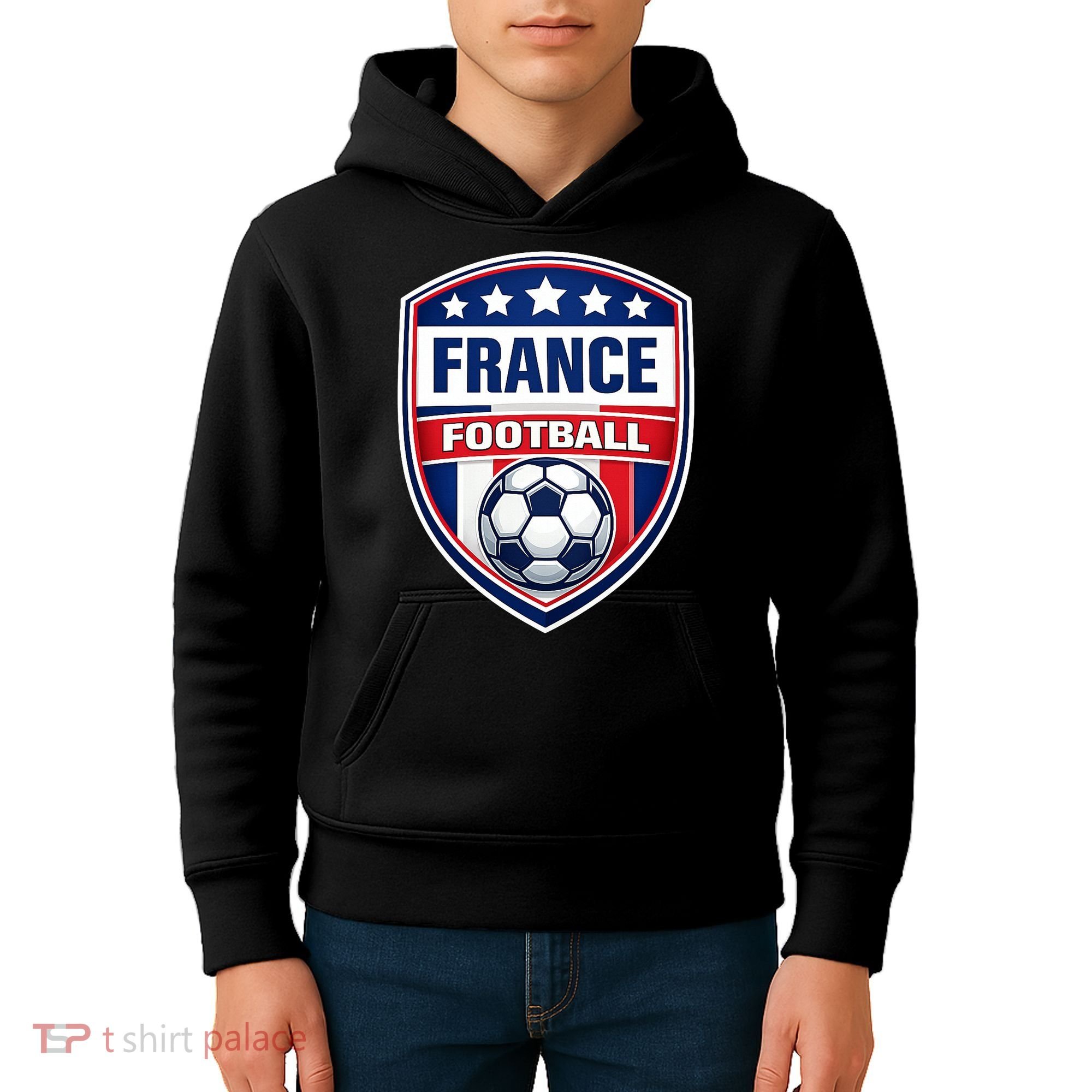 France Football Team Crest Soccer Badge Shield Kids Hoodie