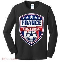 France Football Team Crest Soccer Badge Shield Kids Long Sleeve Shirt thumb 0