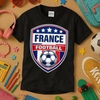 France Football Team Crest Soccer Badge Shield Kids T-Shirt thumb 3