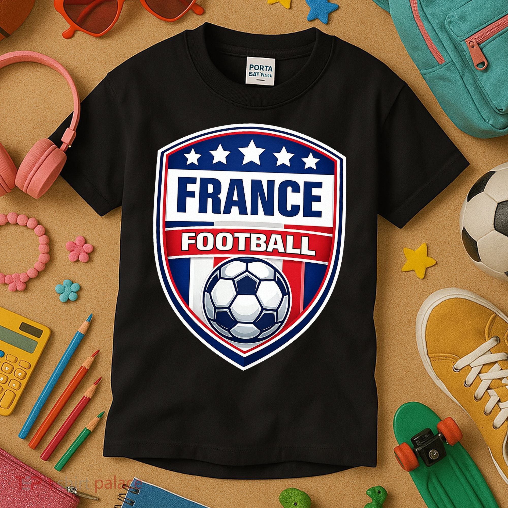 France Football Team Crest Soccer Badge Shield Kids T-Shirt