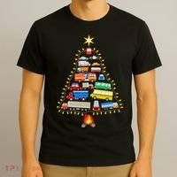 Firefighter Fire Truck Christmas Tree Xmas Tshirt T-Shirt thumb 3