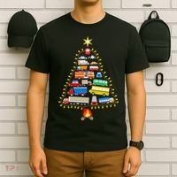 Firefighter Fire Truck Christmas Tree Xmas Tshirt T-Shirt thumb 6