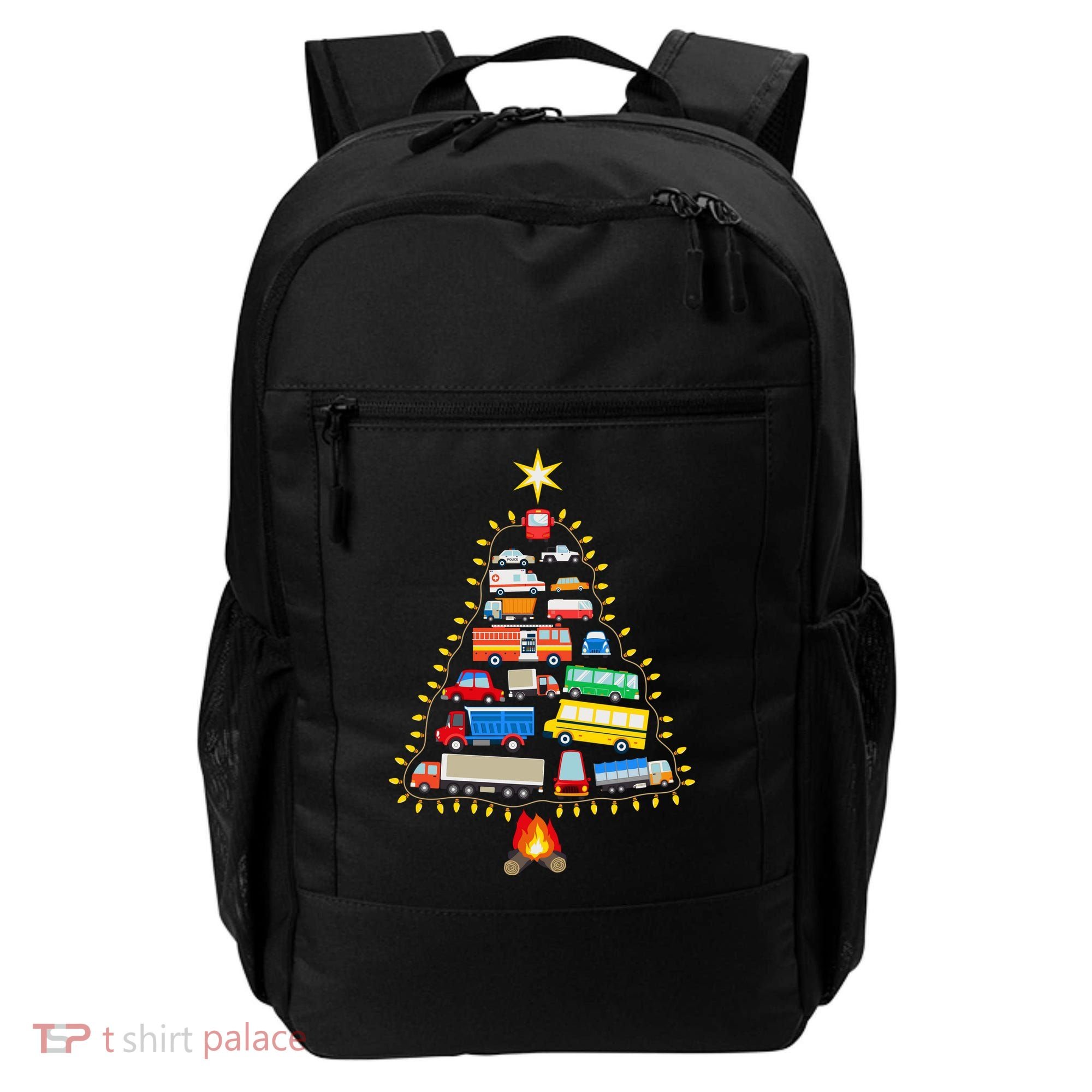 Firefighter Fire Truck Christmas Tree Xmas Tshirt Backpack
