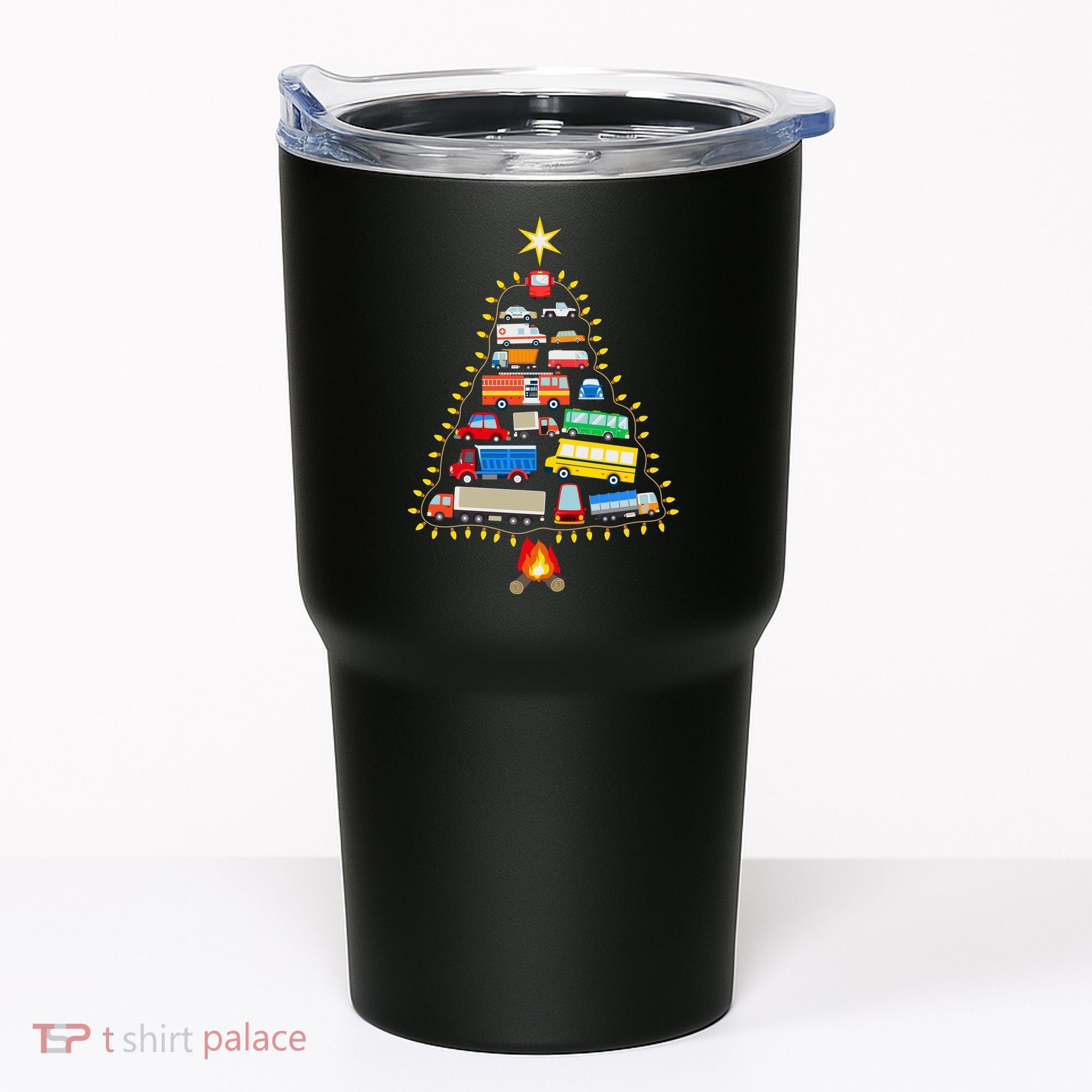 Firefighter Fire Truck Christmas Tree Xmas Tshirt Tumbler