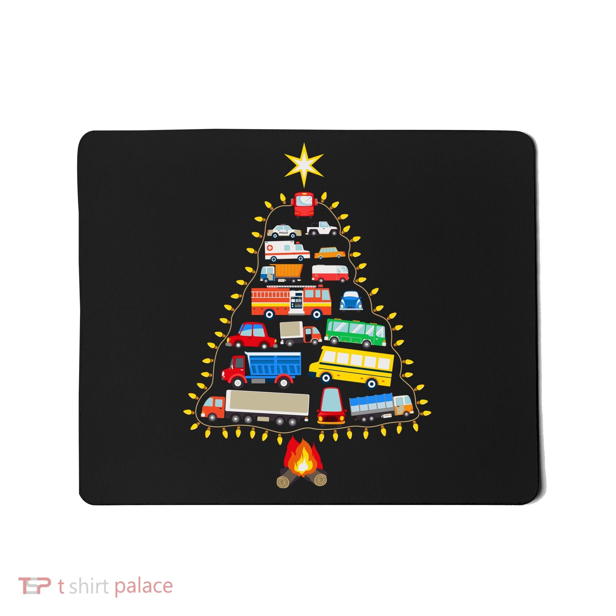 Firefighter Fire Truck Christmas Tree Xmas Tshirt Mousepad