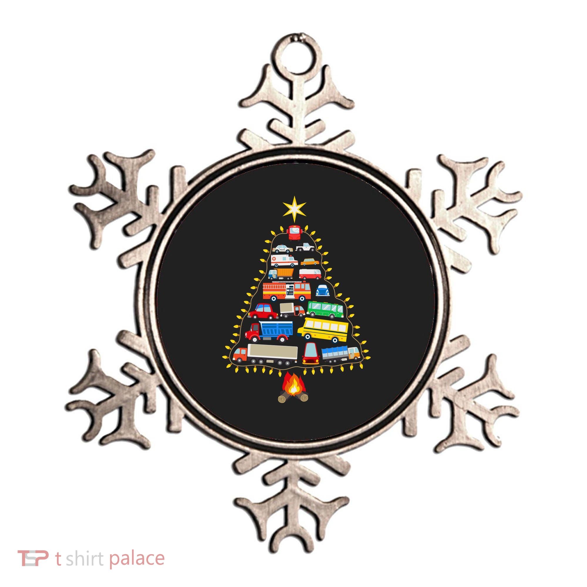 Firefighter Fire Truck Christmas Tree Xmas Tshirt Ornament