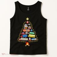 Firefighter Fire Truck Christmas Tree Xmas Tshirt Tank Top thumb 2