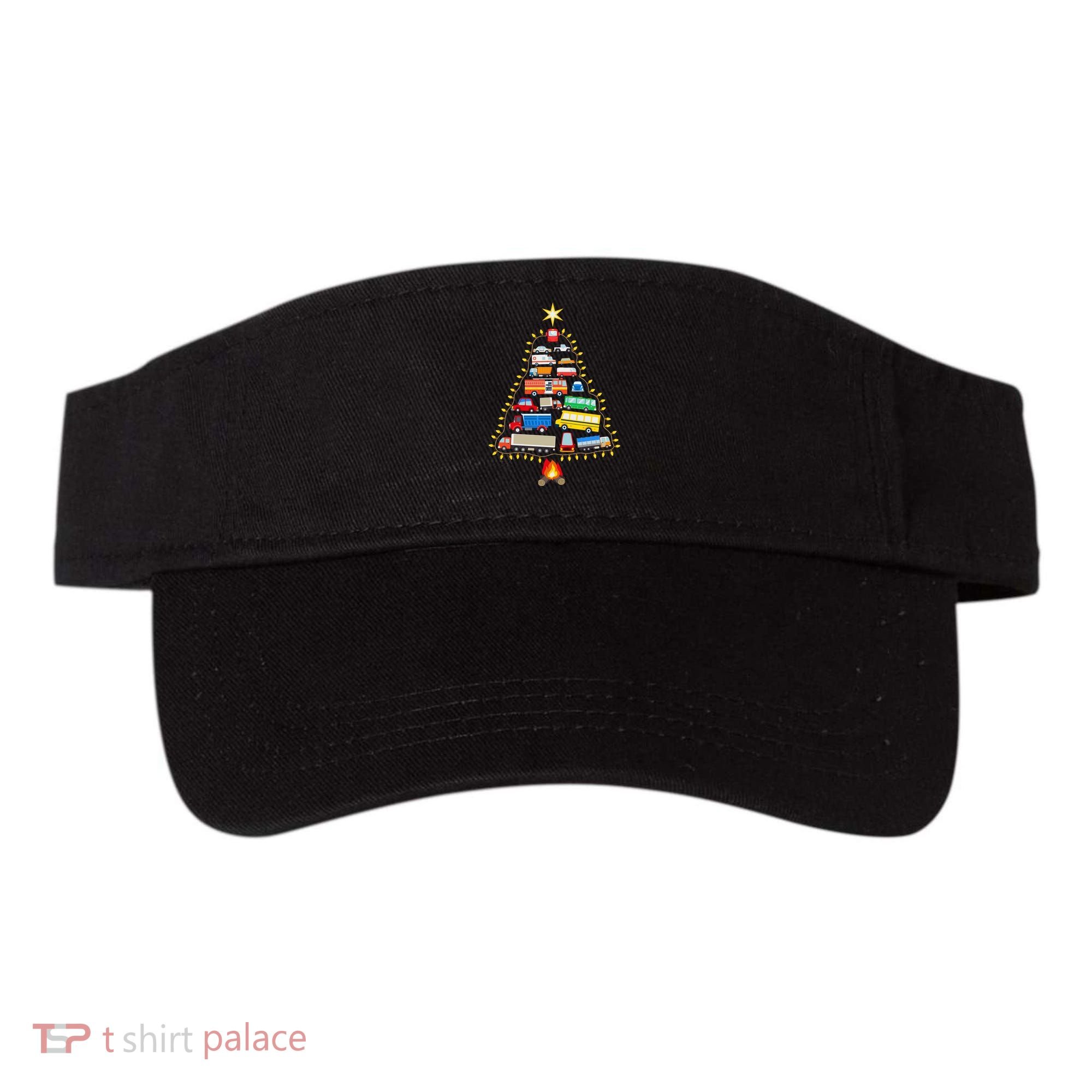 Firefighter Fire Truck Christmas Tree Xmas Tshirt Visor