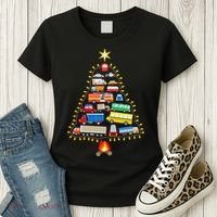 Firefighter Fire Truck Christmas Tree Xmas Tshirt Women's T-Shirt thumb 3