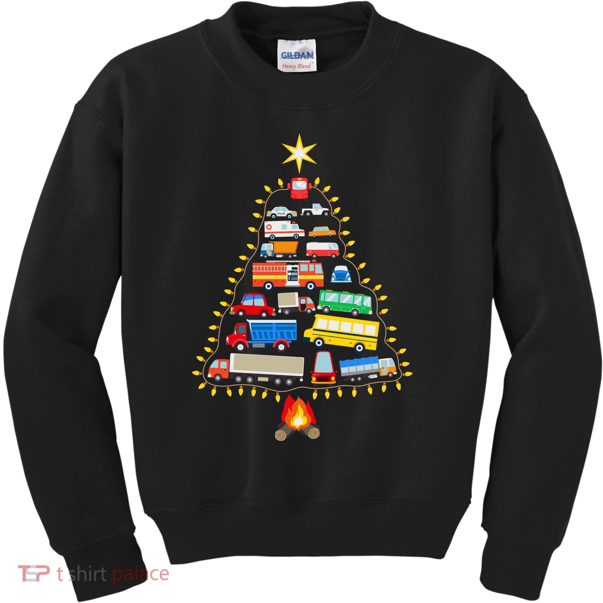 Firefighter Fire Truck Christmas Tree Xmas Tshirt Kids Sweatshirt