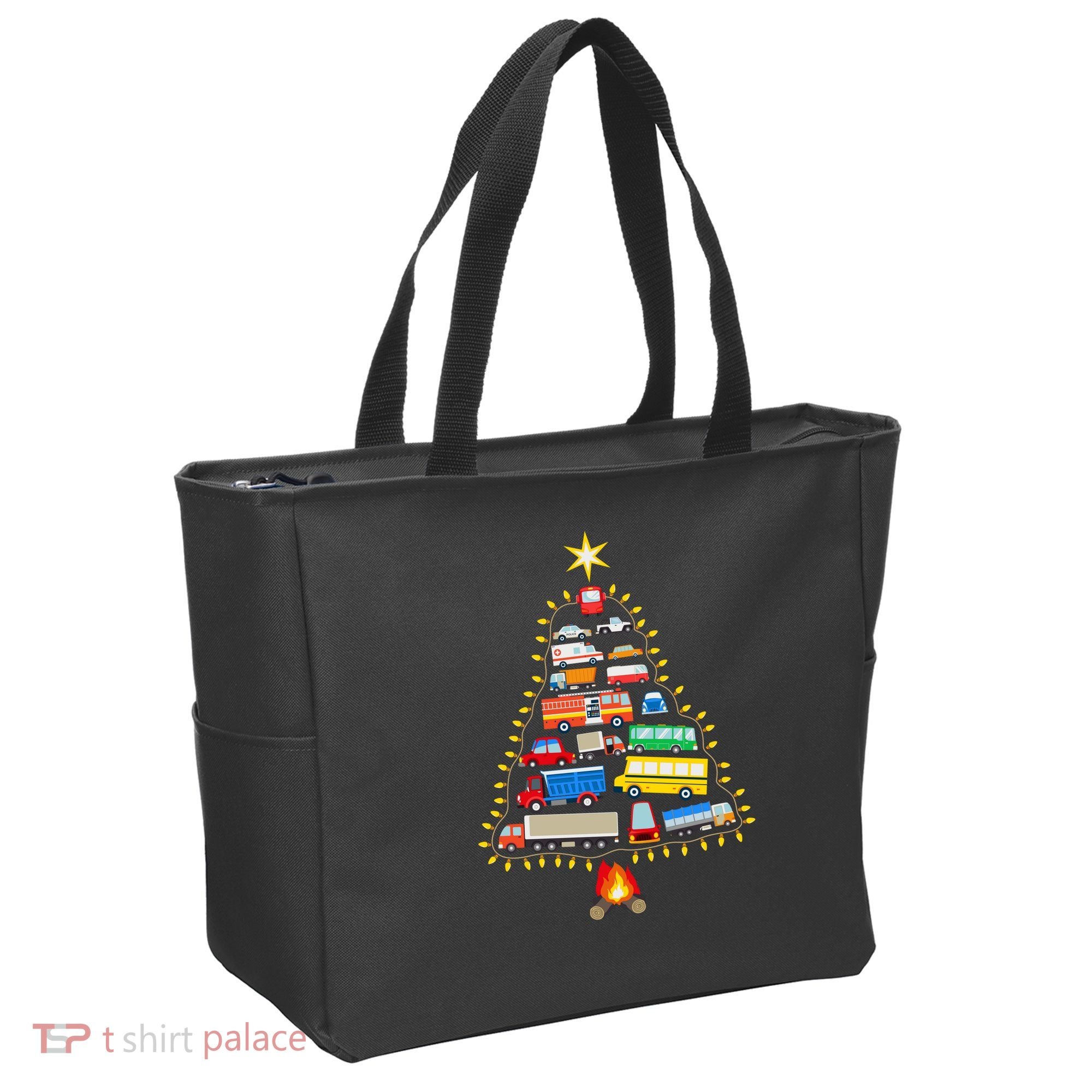 Firefighter Fire Truck Christmas Tree Xmas Tshirt Tote Bag