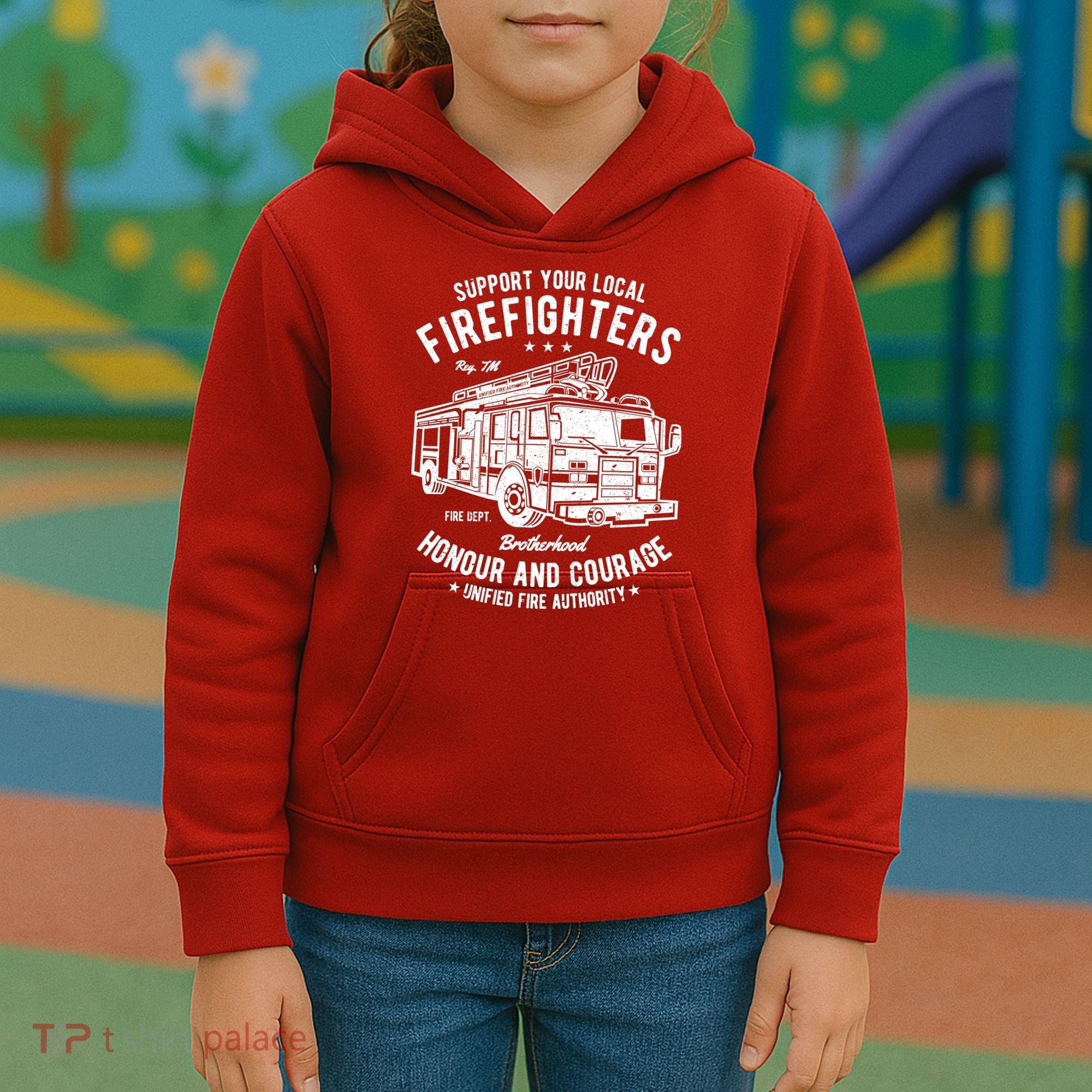Support Your Local Fire Fighters Kids Hoodie