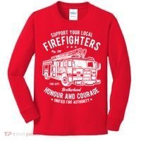 Support Your Local Fire Fighters Kids Long Sleeve Shirt thumb 0