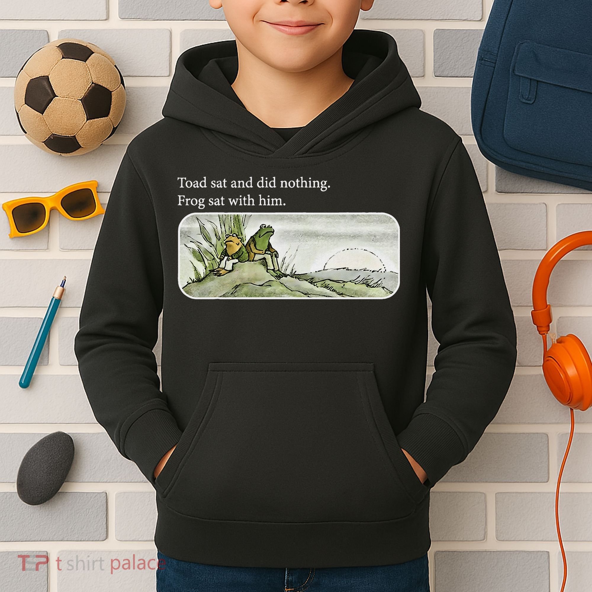 Frogs Funny Toads Meme Lover Toad Sat And Did Nothing Kids Hoodie