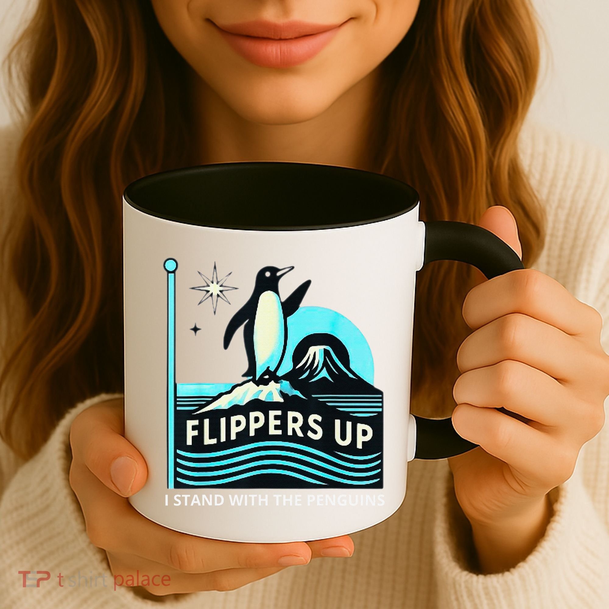 Funny-Penguin-Flippers-Up-I-Stand-With-The-Penguins Coffee Mug