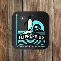 Funny-Penguin-Flippers-Up-I-Stand-With-The-Penguins Coaster thumb 0