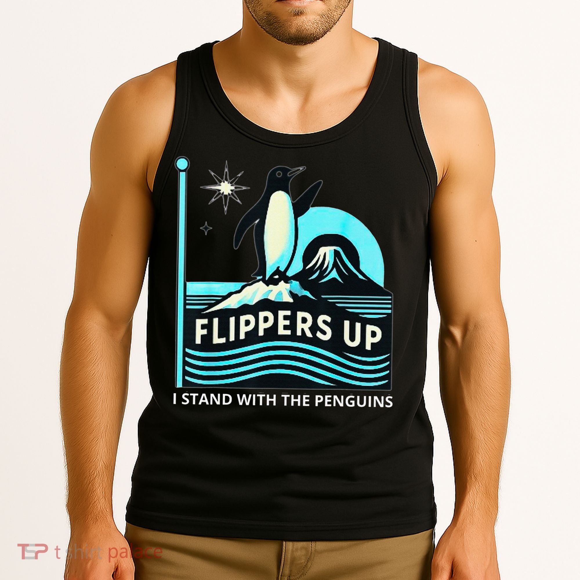 Funny-Penguin-Flippers-Up-I-Stand-With-The-Penguins Tank Top